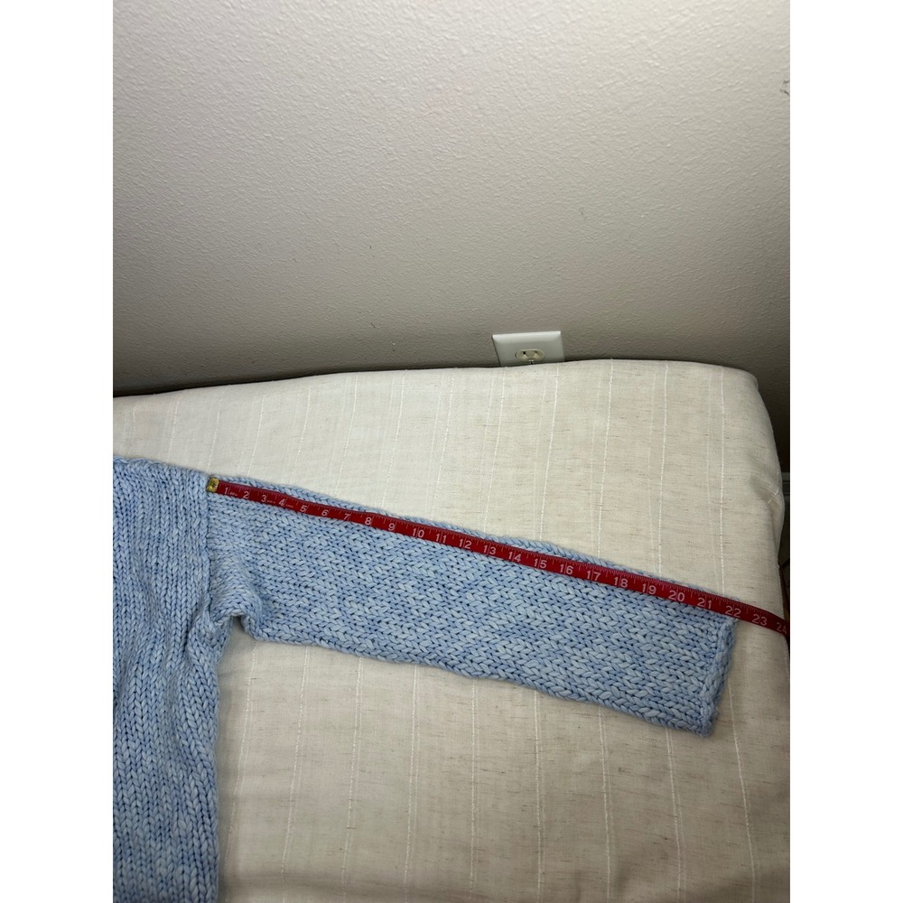 Free People Cotton Blend Opal Rollneck Blue Cozy Boho Relaxing Knit Sweater L - Picture 10 of 10